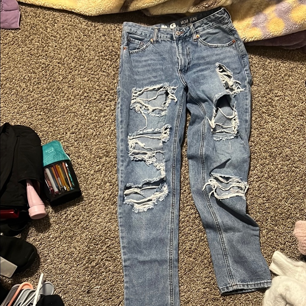 Women's Blue Distressed Jeans